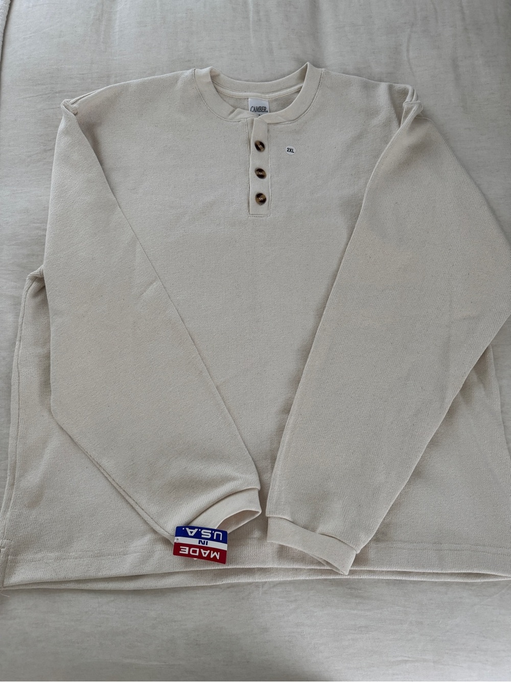 Men's XXL Henley Thermal Long Sleeve Shirt